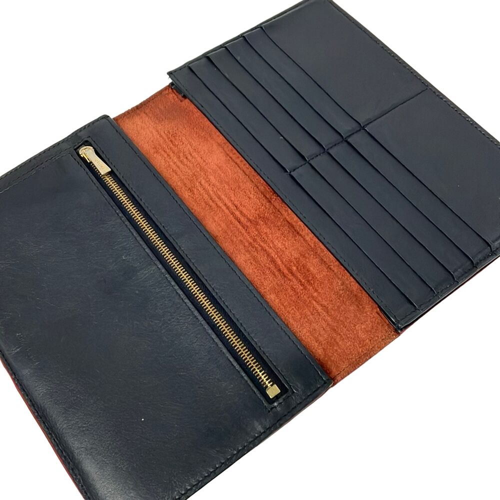 Celine Large Strap Wallet Long Wallet Red Dark Navy - Picture 3 of 9